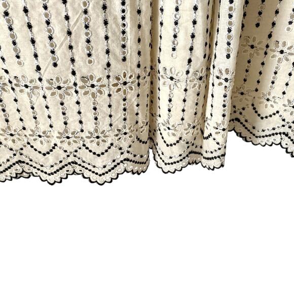 Diane Samandi Ivory Cream Black Eyelet Embroidered Lace Mini Dress size small - Picture 3 of 7